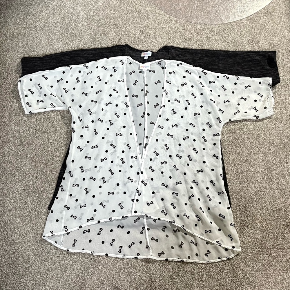 LuLaRoe LLR Bundle of Size 3 Bianka Kimonos - Black, White, Orange Floral